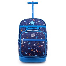 JWorld Duo Rolling Backpack With Detachable Lunch Box Set (18 Inch) Spaceship